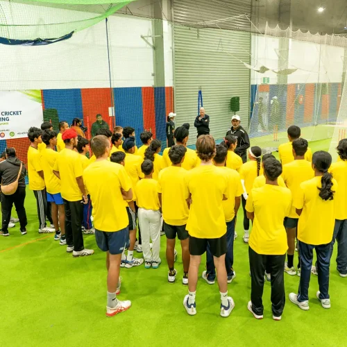 Visual summary of the exclusive fast bowling masterclass conducted by cricket legends Chaminda Vaas and Prabath Nissanka, hosted by Melbourne Cricket Coaching. The event featured two sold-out sessions for aspiring fast bowlers aged 12 and above.